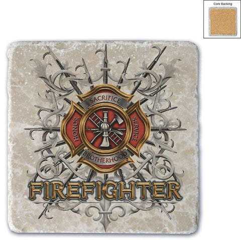 Firefighter Natural Stone Coaster - Pikes