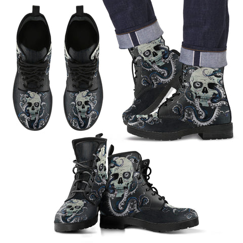 Skull & Octopus Handcrafted Boots