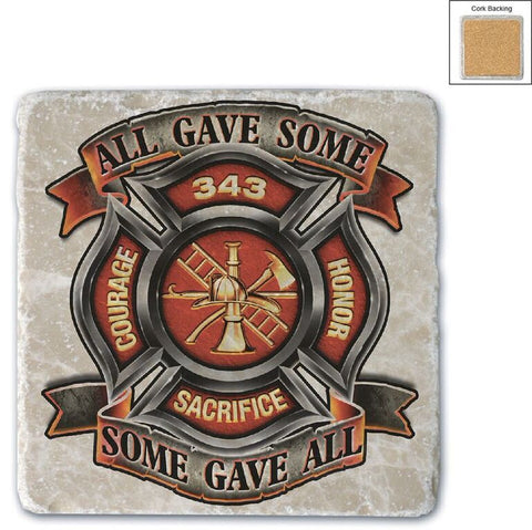 Firefighter Natural Stone Coaster - All Gave Some