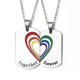 "Together Forever" Stainless Steel Rainbow Necklaces & Pendants