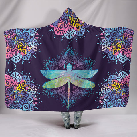 Dragonfly Mandala Hoodie Blanket