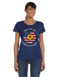 Land of the Free Because of the Brave Sunflower Flag Shirt
