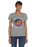 Land of the Free Because of the Brave Sunflower Flag Shirt