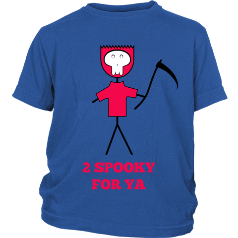 Designs by Clayton 2 Spooky for Ya Kid's T-shirt