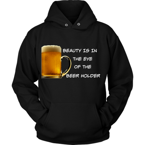 Beauty Is In The Eye of The Beer Holder - Wht Logo Hoodie